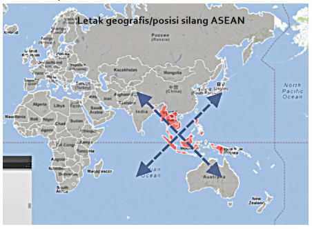 Negara-negara ASEAN secara geografis berada pada posisi silang
